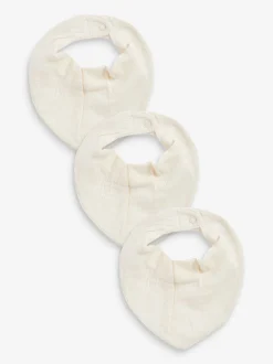 Slabbetjes|Next - Verpakking van 3 babyslabbetjes van mousseline Crème