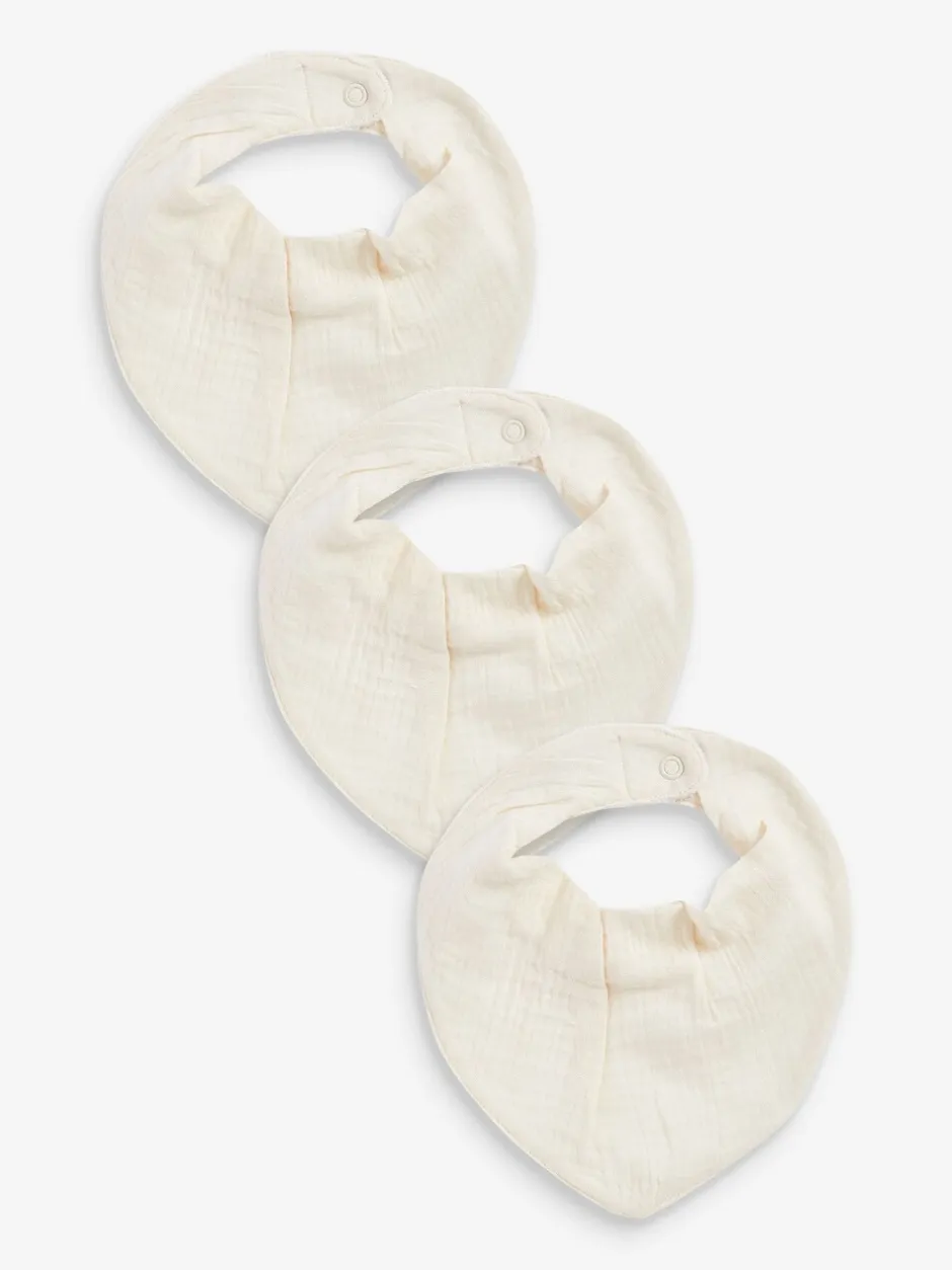 Slabbetjes|Next - Verpakking van 3 babyslabbetjes van mousseline Crème