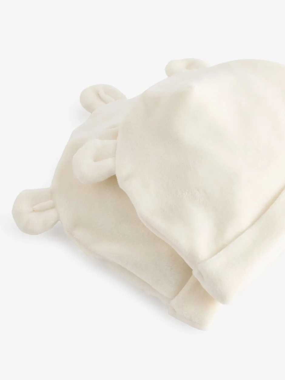 Mutsjes En Antikrabwantjes|Next Crème - Verpakking van 2 velours babymutsen (0 - 12 mnd)