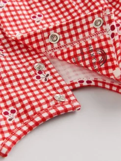 Jurken|Jurken|Next Crème beer/ rode kersen geruit - Verpakking van 2 jersey babyjurkjes (0 mnd-2 jr)