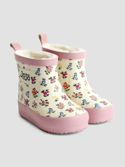 Laarzen*Jojo Maman Bébé Crème gebloemd - Print Cosy Short Wellies