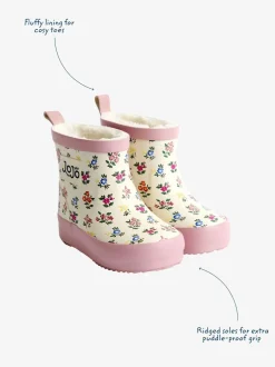 Laarzen*Jojo Maman Bébé Crème gebloemd - Print Cosy Short Wellies
