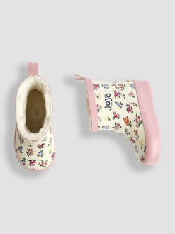 Laarzen*Jojo Maman Bébé Crème gebloemd - Print Cosy Short Wellies