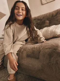 Nachtkleding En Pyjama's|Pyjama's*Next Crème geribbeld - Behaaglijke fleece pyjama (9 mnd-16 jr)