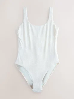 Badkleding*Next Crème Kreukeltextuur - Bow Back Tummy Control Scoop Swimsuit