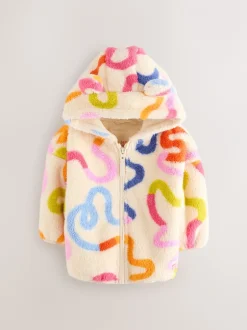 Truien En Breisels|Jassen, Jacks En Kinderwagenpakjes|Next - Fleece met ritssluiting (3mnd-7jr) Crème Rainbow Squiggle