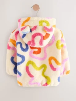 Truien En Breisels|Jassen, Jacks En Kinderwagenpakjes|Next - Fleece met ritssluiting (3mnd-7jr) Crème Rainbow Squiggle