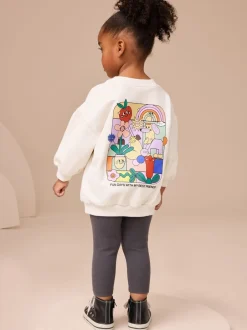 Truien En Breisels|Sets En Outfits*Next Crème Regenboog Grafische Print - Set met sweatshirt en legging (3 mnd-7 jr)