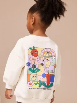 Truien En Breisels|Sets En Outfits*Next Crème Regenboog Grafische Print - Set met sweatshirt en legging (3 mnd-7 jr)