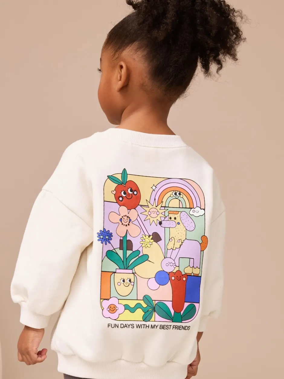 Truien En Breisels|Sets En Outfits*Next Crème Regenboog Grafische Print - Set met sweatshirt en legging (3 mnd-7 jr)