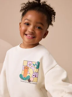 Truien En Breisels|Sets En Outfits*Next Crème Regenboog Grafische Print - Set met sweatshirt en legging (3 mnd-7 jr)