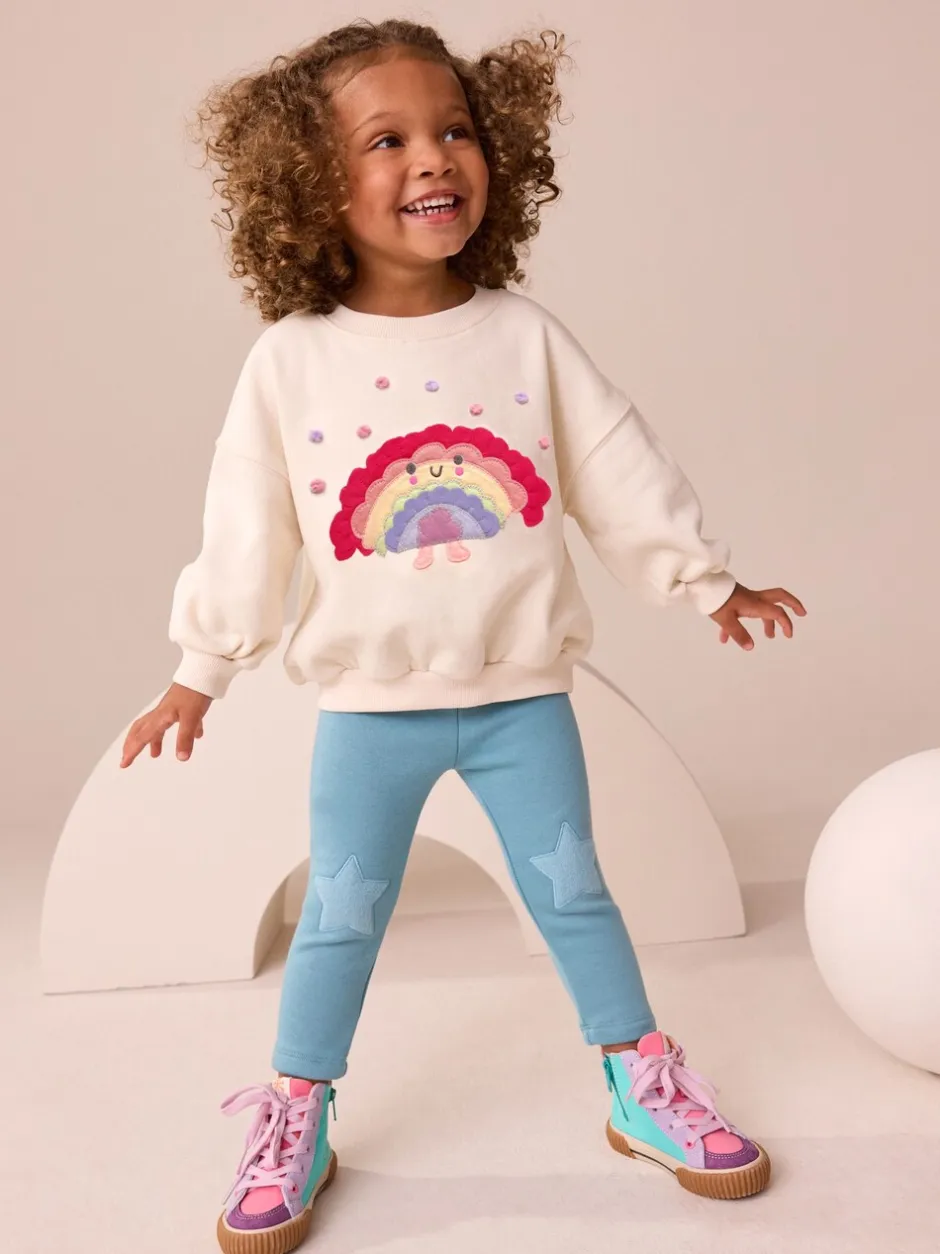 Truien En Breisels|Sweaters En Hoody´S|Next - Sweatshirt met ronde hals (3 mnd-7 jr) Crème Regenboog Taco