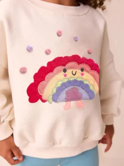 Truien En Breisels|Sweaters En Hoody´S|Next - Sweatshirt met ronde hals (3 mnd-7 jr) Crème Regenboog Taco