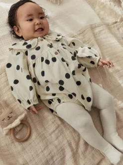 Sets En Combisets|Rompertjes En Tuinbroeken|Next Crème/Charcoal met stippen - Babyrompers met bloemenprint Set 2 -delig met maillot (0mnd -3jr)