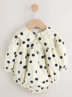 Sets En Combisets|Rompertjes En Tuinbroeken|Next Crème/Charcoal met stippen - Babyrompers met bloemenprint Set 2 -delig met maillot (0mnd -3jr)