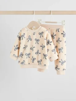 Truien En Breisels|Sets En Outfits*Next Crème/grijs - Set van zachte velours trui met strikprint en broek (0mnd -2jr)