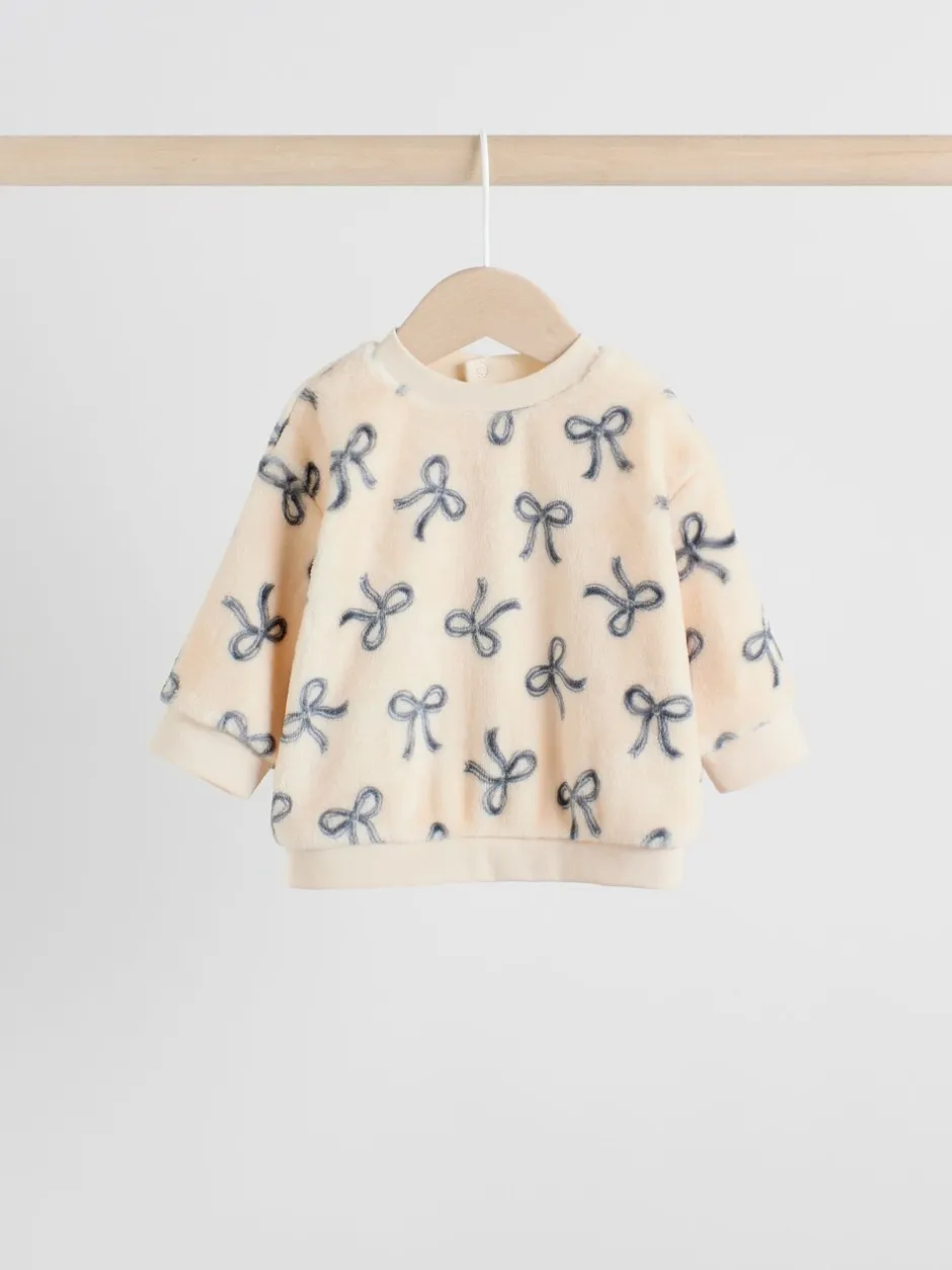 Truien En Breisels|Sets En Outfits*Next Crème/grijs - Set van zachte velours trui met strikprint en broek (0mnd -2jr)