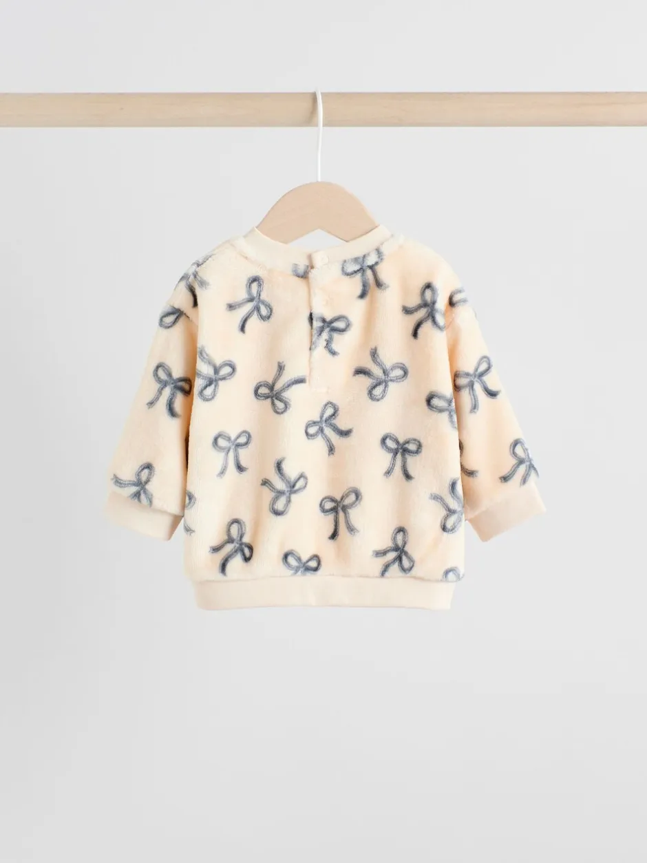 Truien En Breisels|Sets En Outfits*Next Crème/grijs - Set van zachte velours trui met strikprint en broek (0mnd -2jr)