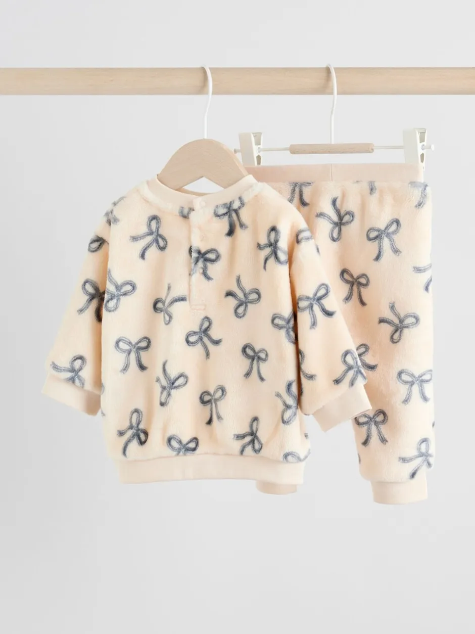 Truien En Breisels|Sets En Outfits*Next Crème/grijs - Set van zachte velours trui met strikprint en broek (0mnd -2jr)