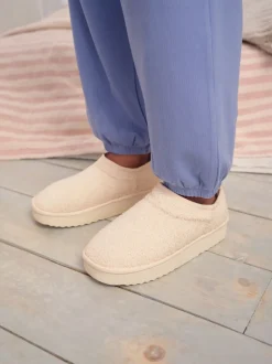 Pantoffels*Next - Lage schoenen Shoot fleece gevoerde pantoffels Crèmekleurig borg