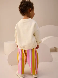 Sets En Combisets|Truien En Breisels*Next Crèmekleurige strepen gewatteerde figuurtjes - Set van sweatshirt en joggingbroek met rechte wijde pijpen (3mnd -7jr)