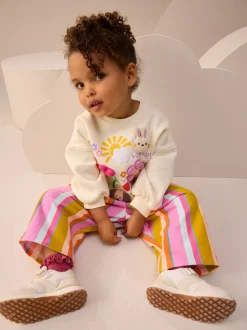 Sets En Combisets|Truien En Breisels*Next Crèmekleurige strepen gewatteerde figuurtjes - Set van sweatshirt en joggingbroek met rechte wijde pijpen (3mnd -7jr)