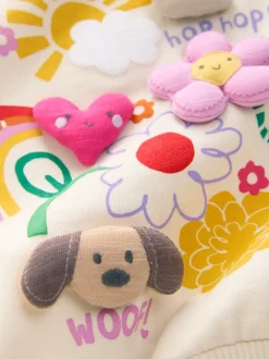 Sets En Combisets|Truien En Breisels*Next Crèmekleurige strepen gewatteerde figuurtjes - Set van sweatshirt en joggingbroek met rechte wijde pijpen (3mnd -7jr)