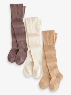 Sokken En Panty's|Sokken En Panty's*Next - Set van 3 katoenrijke tights Crèmekleurig/neutraal