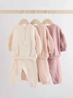 Sets En Combisets|Truien En Breisels|Next - Baby sweatshirt en joggingbroek 6 -delige set (0mnd -2jr) Crèmekleurig/roze