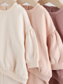Sets En Combisets|Truien En Breisels|Next - Baby sweatshirt en joggingbroek 6 -delige set (0mnd -2jr) Crèmekleurig/roze