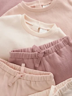 Sets En Combisets|Truien En Breisels|Next - Baby sweatshirt en joggingbroek 6 -delige set (0mnd -2jr) Crèmekleurig/roze
