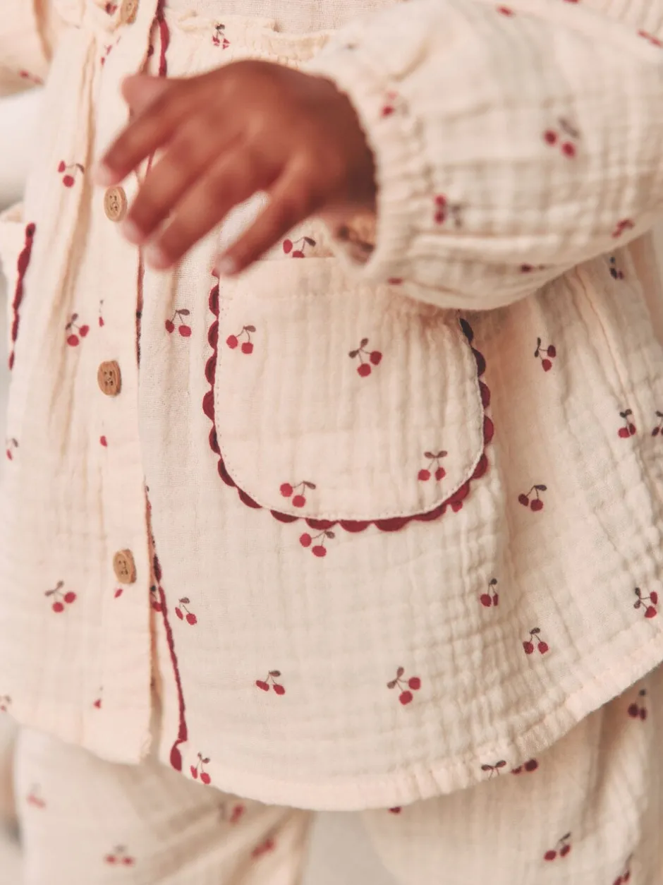 Tops|Sets En Outfits*Next - 2 -delige babyset van geweven tops en broeken met lange mouwen (0mnd -2jr) Crème/rode kers