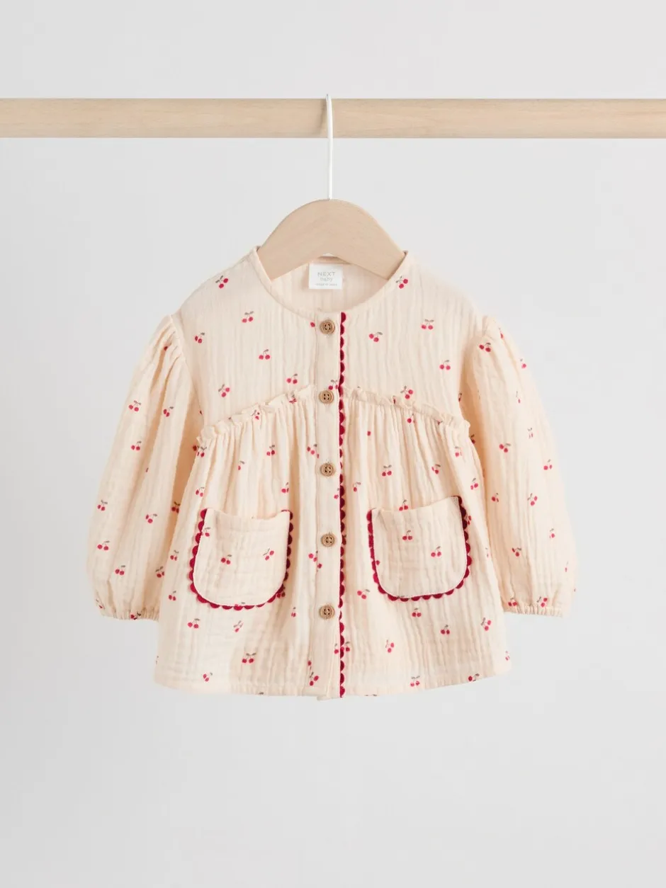 Tops|Sets En Outfits*Next - 2 -delige babyset van geweven tops en broeken met lange mouwen (0mnd -2jr) Crème/rode kers