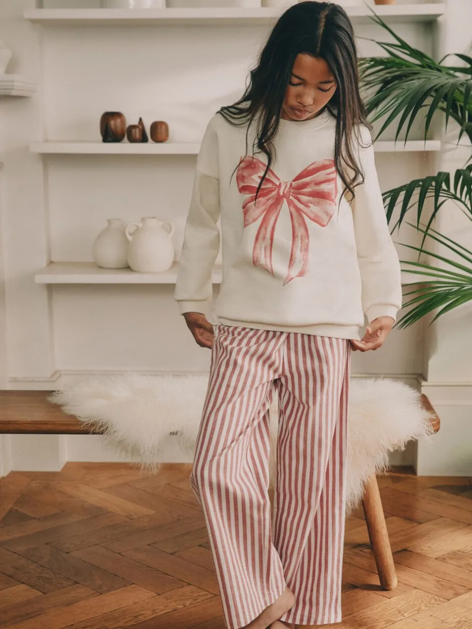 Nachtkleding En Pyjama's|Pyjama's|Next - Sweatshirt Pyjama's (2-16jaar) Crème/rode strik