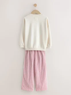 Nachtkleding En Pyjama's|Pyjama's|Next - Sweatshirt Pyjama's (2-16jaar) Crème/rode strik