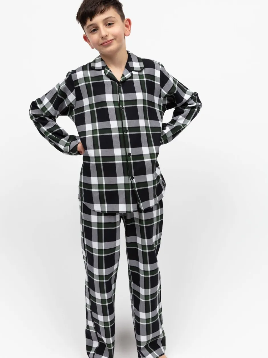Pyjama's|Cyberjammies Minijammies geruite pyjamaset met lange mouwen van 100% katoen