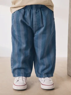 Multipacks|Broeken En Chino's|Next Dambordmotief/Blauwe Strepen - Set van 2 wijde broeken met elastische taille (3mnd-7jr)