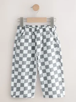 Multipacks|Broeken En Chino's|Next Dambordmotief/Blauwe Strepen - Set van 2 wijde broeken met elastische taille (3mnd-7jr)