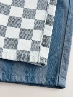 Multipacks|Broeken En Chino's|Next Dambordmotief/Blauwe Strepen - Set van 2 wijde broeken met elastische taille (3mnd-7jr)