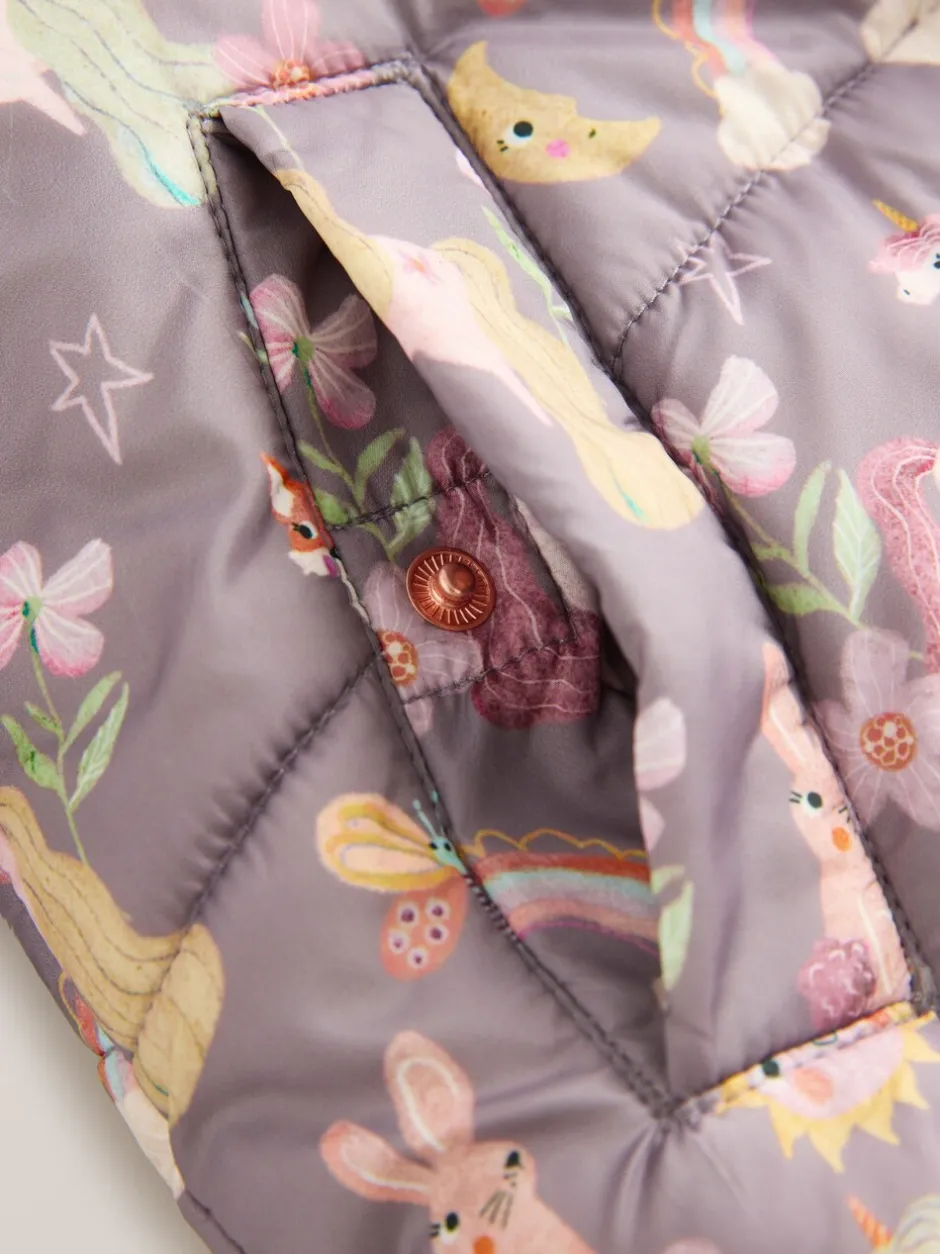 Jassen, Jacks En Kinderwagenpakjes|Jassen En Jacks|Next - Regenbestendige gewatteerde jas met imitatiebont afwerking (3mnd-7jr) Damson Unicorn