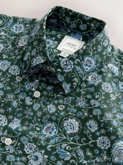 Formele Overhemden|Next - Overhemd met lange mouwen en print Dark Green Ditsy