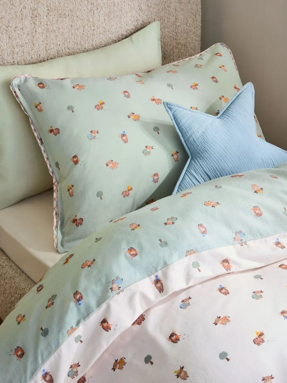 Kinderbeddengoed*Next Dekbedovertrek en kussensloop Sage Green Hamish the Cow Supersoft Brushed Cotton