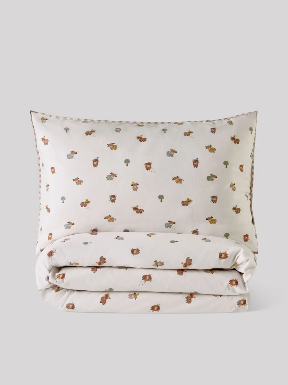 Kinderbeddengoed*Next Dekbedovertrek en kussensloop Sage Green Hamish the Cow Supersoft Brushed Cotton