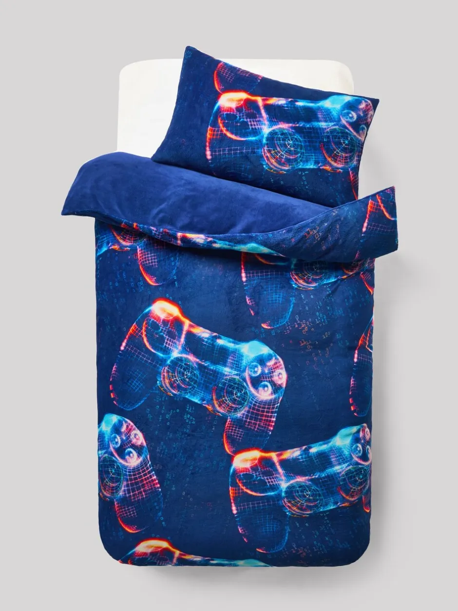 Kinderbeddengoed|Beddengoedsets En Dekbedovertrekken*Next Dekbedovertrek en kussensloop Blue Gamer Cosy Fleece