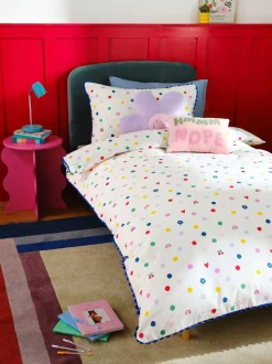 Kinderbeddengoed*Next Dekbedovertrek en kussensloop White Multi Spot Super Soft Brushed Cotton