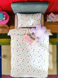 Kinderbeddengoed*Next Dekbedovertrek en kussensloop White Multi Spot Super Soft Brushed Cotton