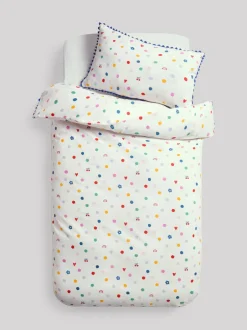 Kinderbeddengoed*Next Dekbedovertrek en kussensloop White Multi Spot Super Soft Brushed Cotton