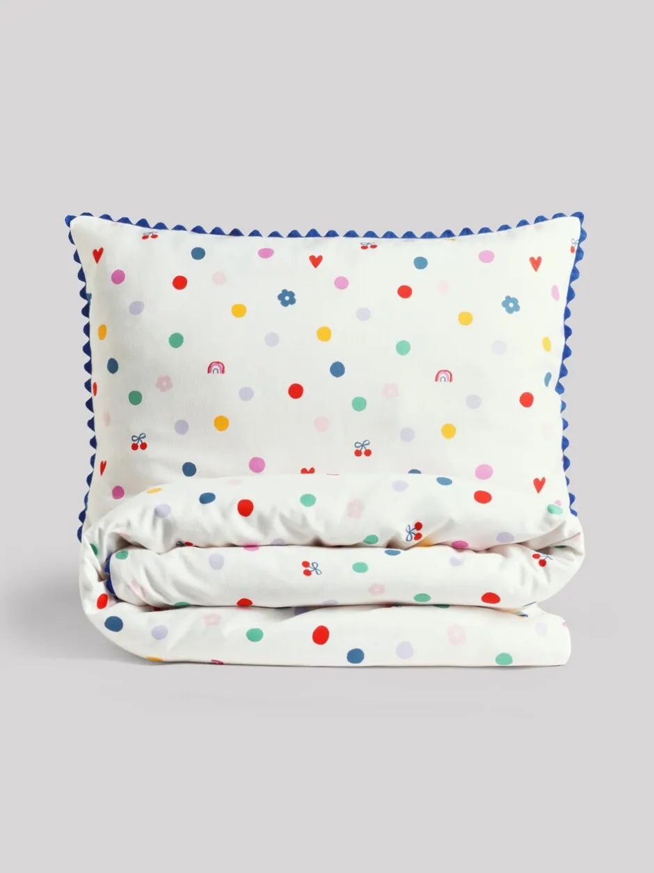 Kinderbeddengoed*Next Dekbedovertrek en kussensloop White Multi Spot Super Soft Brushed Cotton