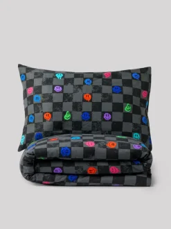 Kinderbeddengoed|Beddengoedsets En Dekbedovertrekken*Next Dekbedovertrek en kussensloop Zwart/wit dambordruit Happy Face