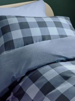 Kinderbeddengoed|Next Dekbedovertrek en kussensloop Blue Check Super Soft Brushed Cotton